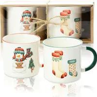 2X Becher Weihnachtsbecher 300 Ml Einstellen Weihnachten Socken Keramik