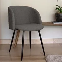 Milton & Oldbrook Bouclé Esszimmerstuhl Budapest Dunkelgrau - Schwarz