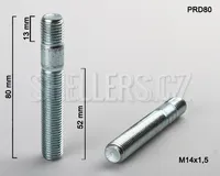 Kolový svorník (šteft) M14x1,5x50+15 oboustranný závit, (PRD80), celková délka 80