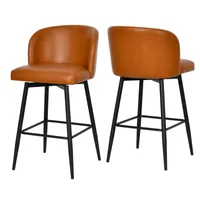 Duhome Barhocker 2er Set Barstuhl 360° Drehbar Bistrohocker mit Fußstütze Küchenstuhl aus PolyurethanTresenhocker mit Rückenlehne, Braun