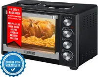 KB Elements ELK45V2 Minibackofen Drehspieß AirFryer 2 Kochplatten Pizzaofen 45L/3200W