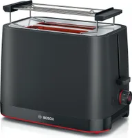 Bosch TAT3M123 Toaster, 950 W, 2-Scheiben, Automatische Endabschaltung, Nachtoastfunktion, Stoptaste, schwarz