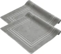 Komfortec Badvorleger Set 2 Teilig, Frottee Duschvorleger, Waschbar Duschmatte & Badteppich, 600 g/m² &100% Baumwolle, Saugfähig & Schnelltrocknend, 50 x 70 cm, Silber Grau