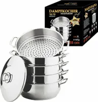 STAHLDECKEL Dampfkocher, Mantowarka, Gardampfkochtopf Set aus 18/10 Edelstahl (Optional 24/26/28/30cm), Mantykocher, Biodampfkocher / Induktion (28cm) 6090-28