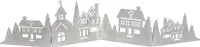 Deko Häuserzeile aus Metall klappbar 77 x 17 cm - grau - Weihnachtsstadt Silhouette zur Tischdekoration - Weihnachtsdeko Tischdeko für Weihnachten Weihnachtsstadt Skyline