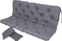 TexDeko® Bankauflage mit Rückenlehne für Hollywoodschaukel  wasserabweisend UV-beständig, 120x50x56cm, Grau