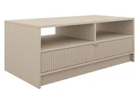 MIRJAN24 Couchtisch Tireno 1SZ, Wohnzimmer Kaffeetisch mit Schublade, Aluminiumgriff in der Farbe Gold (Farbe: Sandbeige)