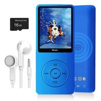 MP3-Player, Musik-Player mit 16 GB Micro-SD-Karte, integrierte Lautsprecher,Blue