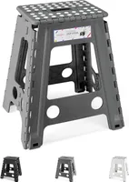 Tritthocker Klappbar Klapphocker Faltbar Höhe 46cm für Kinder und Erwachsene Bade Küchen - Dunkelgrau