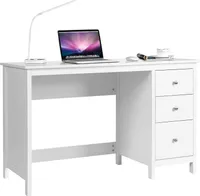 COSTWAY Schreibtisch mit 3 Schubladen, Computertisch Holz, Kinderschreibtisch 120x50x75cm Weiß