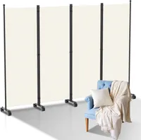 Yakimz Paravent mit Rollen Faltbarer Raumteiler Outdoor Trennwand Garten Sichtschutz Raumtrenner 4 teilig Beige 228x181 cm