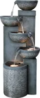 Dehner Gartenbrunnen Merkur, Terassenbrunnen frostbeständig, Brunnen für Außen, mit LED Beleuchtung, ca. 91 x 39 x 39 cm, Polyresin, grau