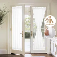 French Türvorhang Blickdicht Stangendurchzug, Vorhang für französische Tür Raffhalter für Terrassen- und Glastürfenster Schiebefenster B 132xH 183cm