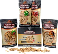 XL Premium Räucherchips Mix - sehr rauchaktives Räucherholz / Holzhackschnitzel - Vorteilspack 4er Set