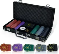 CCLIFE Pokerkoffer Pokerset 300 500 Poker Chips Jetons Kartenspiel Würfel Tischauflage, Größe:300 Chips