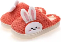 ASKSA Kinder Winter Baumwolle Hausschuhe Rabbit Slippers, Rot, Größe: 32-33
