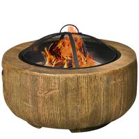 Outsunny Fire Bowl Fire Pit s víkem Fire Basket s pokerem pro kempování