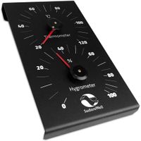 SudoreWell® Sauna Klimamesser aus schwarzem Aluminium mit Thermometer + Hygrometer 130 x 190mm