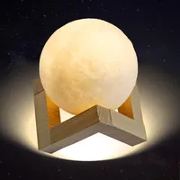Eaxus LED Moonlight mit 3D Mond Printing, dimmbares Nachtlicht mit Touch Sensor für Kinder