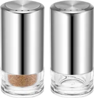 Luxury Salz Pfeffer Streuer Set 2 Stück | Edelstahl mit Acryl Griff | Elegante Tischdekoration für Restaurant & Haushalt | Anti-Verstopfung Design