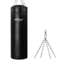 Physionics® Boxsack für Erwachsene  - Gefüllt, 30kg, H120cm, 4-Punkt-Stahlkette & Karabinerhaken - Punchingsäcke, Sandsack hängend