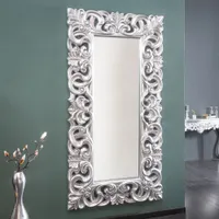cagü: XXL Romantischer Wandspiegel FLORENCE Silber Antik Barock-Design Rechteckig 180cm x 90cm | Vertikal oder horizontal aufhängbar!