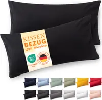 Blumtal Kissenbezug 40x80 cm im 2er Set weich -  40x80 cm - Kissenhülle 40x80 cm - 40x80 cm Schwarz