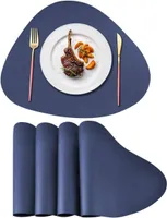 OKWISH Platzset aus Kunstleder, Tischsets, 4er Set , 41x34cm Lederoptik - abwischbare Platzdeckchen Kunstleder , für Küche & Esszimmer , Blau