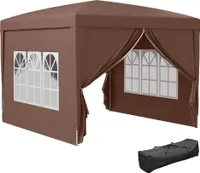 Outsunny altana ok. 3x3m, wodoodporna stabilna zimowa składana altana pop-up, ochrona UV 50+, składany namiot imprezowy namiot ogrodowy z 4 panelami bocznymi altana ogrodowa do ogrodu kempingowego, kawa