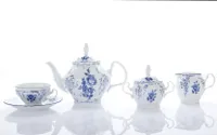 Teeservice, tschechisches Porzellan, Bernadotte, blaue Blumen, 15 d., Thun 1794