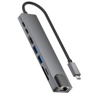 Rolio USB-C-Hub - 8-in-1-Hub - HDMI 4K - USB-C-Laden - Ethernet-LAN-Port - SD/TF-Kartenleser - Universal - MacBook Pro / Air / iPad Pro / Galaxy / HP / Dell / Lenovo