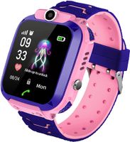 Pyzl Kinder Smartwatch IP67 Wasserdicht - LBS Smart Watch Locator mit Sprachchat SOS Hilfe Uhren Digitalkamera Handyuhr Kindergeschenk für Mädchen Jungen (S12 Pink)