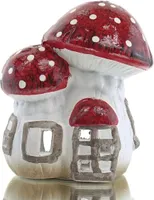 Kaemingk Weihnachtsdeko Fliegenpilzhaus Rot & Weiß - Terracotta