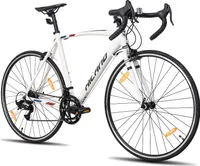 HILAND 700C Rennrad mit 14 Gang, Aluminiumrahmen, Racing Bike für Herren Damen Jungen, Rahmenhöhe 49cm, Weiß
