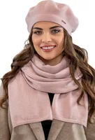 Vivisence damen baskenmütze eleganter wintermütze und schal set warm kopfbedeckung und halsbedeckung an winter und herbst warm dick, winterset für frauen, hergestellt in der eu, rosa, einheitsgröße