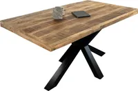 Esstisch Mango Massiv naturfarben 160 x 85 cm gerade Kanten Spider-Gestell schwarz RIO