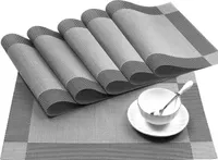 Tischset 6er Set, rutschfest Abwaschbar Platzset, PVC Hitzebeständig Platzdeckchen, Placemat Modern, Tischset für Küchen Zuhause Esszimmertisch Restaurant, Silber