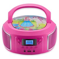 Cyberlux tragbarer CD-Player | Kinder CD-Player | AUX-IN | USB-Anschluss | CD/MP3-Radio | Kinder Radio | CD-Radio | Stereoanlage | Boombox | Pink
