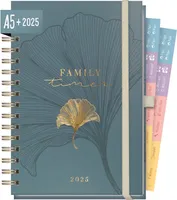Family-Timer 2025 Deluxe A5+ / 12 Monate / Blue Ginkgo / vom Häfft-Verlag