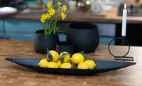 Deko Tablett bootsförmig Ablage-Schale Platte für Kosmetik Süßigkeiten Snack Schlüssel Kerzen Schwarz 65x15cm