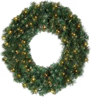 Weihnachtskranz künstlich undekoriert grün Narnie 45 cm mit led Licht für Tisch und hängen