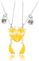 Náhrdelník Bixorp Friends BFF pre 2 s magnetickým líščím srdcom - Žlto-strieborný - Náhrdelník priateľstva