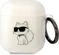 Puzdro Karl Lagerfeld Ikonik Choupette pre Airpods 1/2 - Transparentné