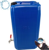 Wasserkanister 30l aus Kunststoff blau, Wasserbehälter mit Hahn Campingkanister Trinkwasserkanister Wassertank für Haus Garten Auto Camping, Griff