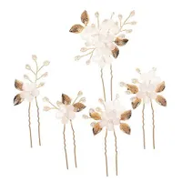 Haarnadel 5 Stück Braut Hochzeit Blume Haarnadeln Perle Kopfschmuck(Gold)