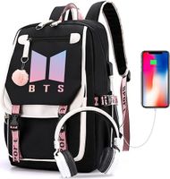 HiScooter Kpop BTS Schulrucksack Merchandise, mit USB- und Audiokabel-Schnittstellenbrechern, geeignet für Studenten, BTS Laptop-Rucksäcke und lässiger Rucksack