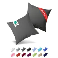 2er Pack Kissenbezug Kissenhülle 40x80 cm Jersey Uni Baumwolle Anthrazit