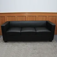 sofa 3-osobowa sofa do salonu sofa Lille ~ imitacja skóry , czarny