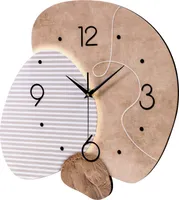 SensaHome Wanduhr Madrid – s Japandi-Design – organische Form – großes Design in Marmoroptik – Ø50 cm – Beige