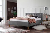 Meise Möbel Polsterbett Malin - Größen und Farbe wählbar, Größe:120x200 cm, Stoffe:Stoff hellgrau